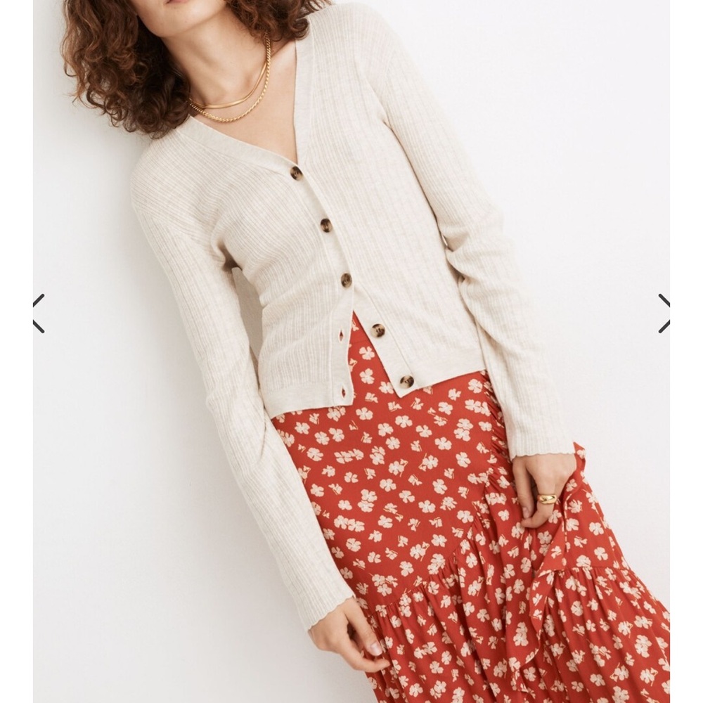 Madewell Pointelle Ribbed Cardigan Sweater.